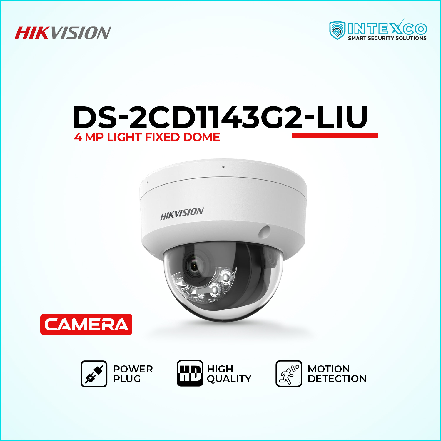 DS-2CD1143G2-LIU dome IP security camera with built-in microphone
