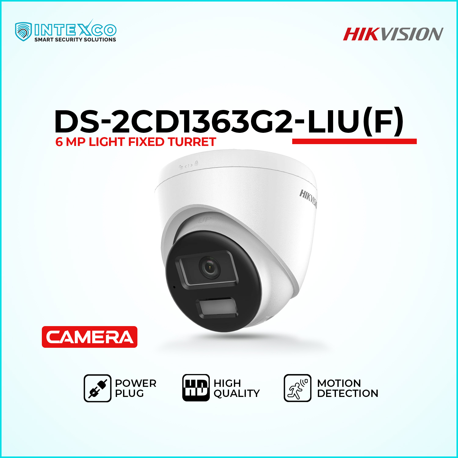 DS-2CD1363G2-LIUF turret IP security camera with built-in microphone