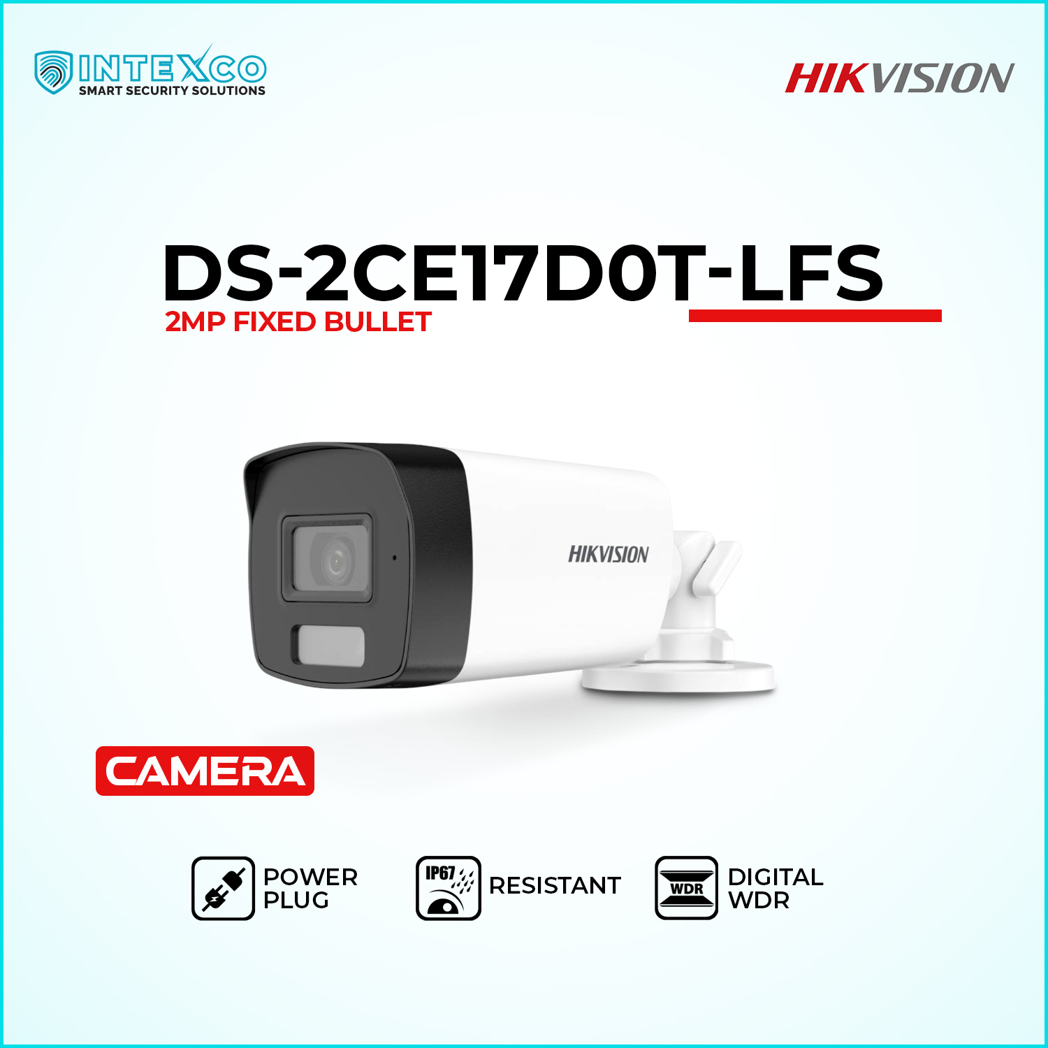 DS-2CE17D0T-LFS bullet HD analog security camera with built-in microphone