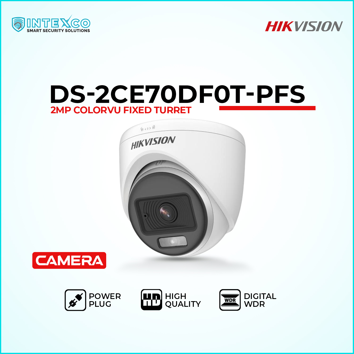 DS-2CE70DF0T-PFS ColorVu turret HD analog security camera with built-in microphone