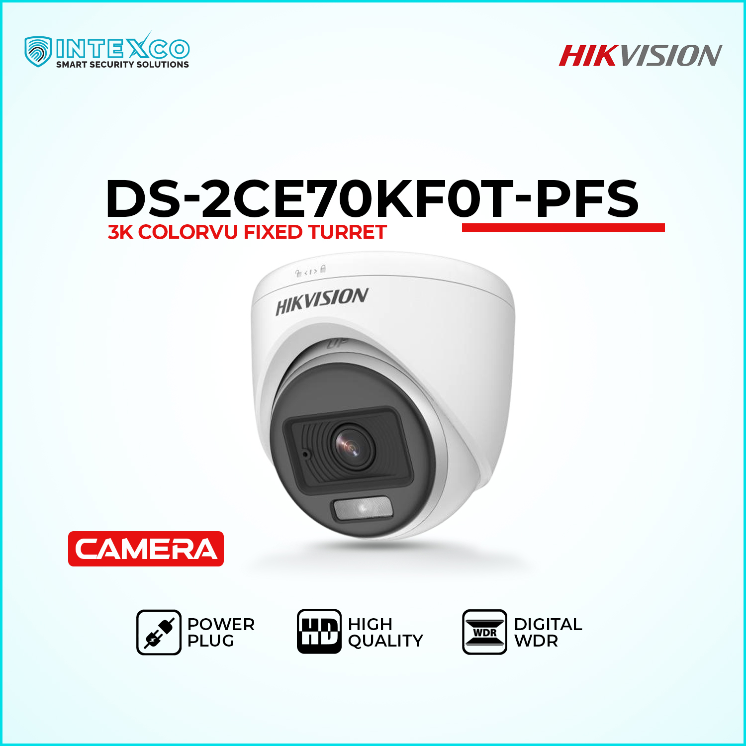 DS-2CE70KF0T-PFS turret 4K HD analog security camera with built-in microphone