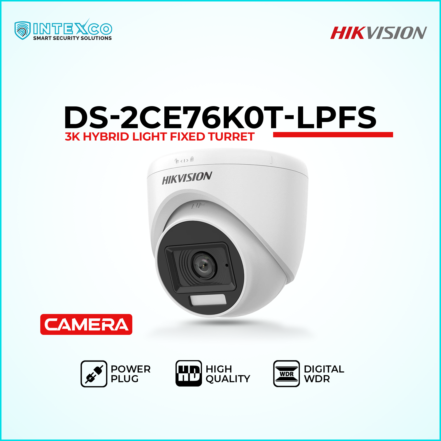 DS-2CE76K0T-LPFS turret HD analog security camera with built-in microphone