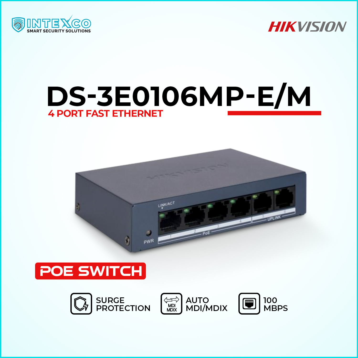 DS-3E0106MP-EM PoE network switch front view