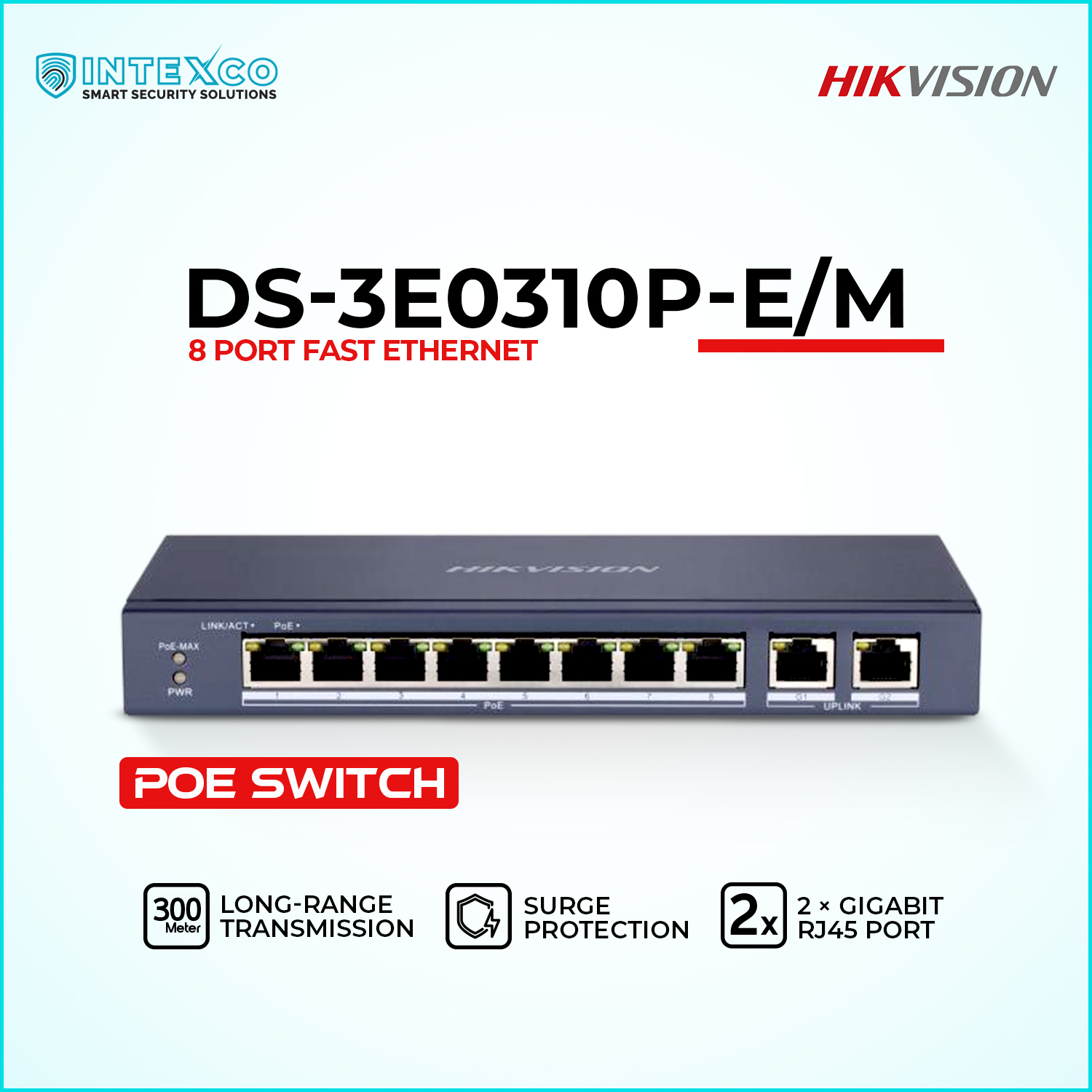 DS-3E0310P-EM PoE network switch front view