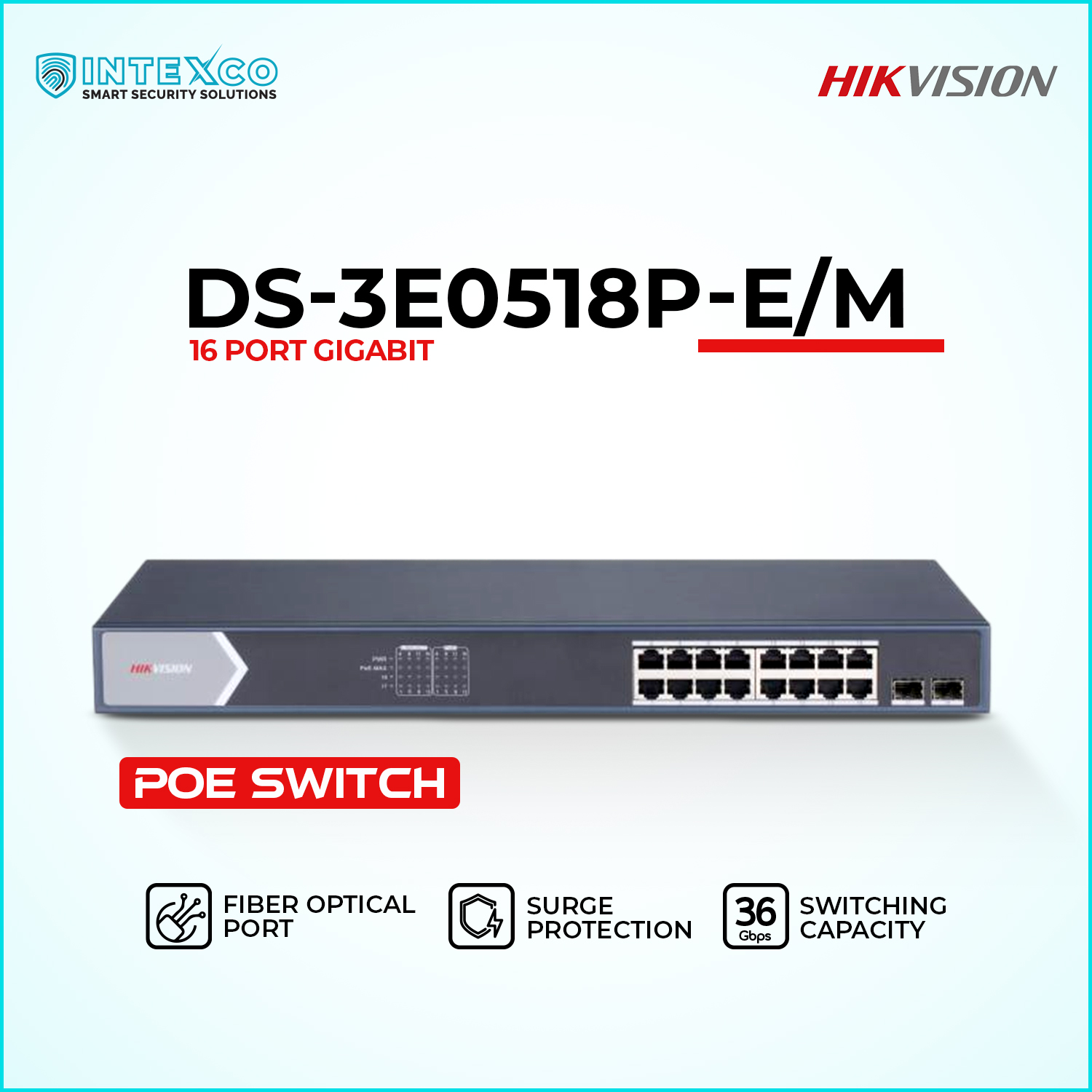 DS-3E0518P-E/M PoE network switch front view