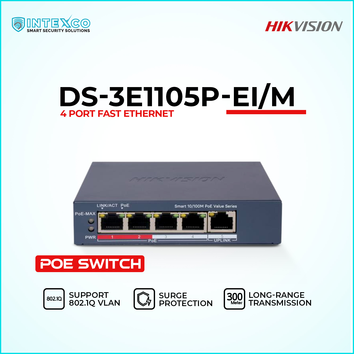DS-3E1105P-EI/M PoE network switch front view