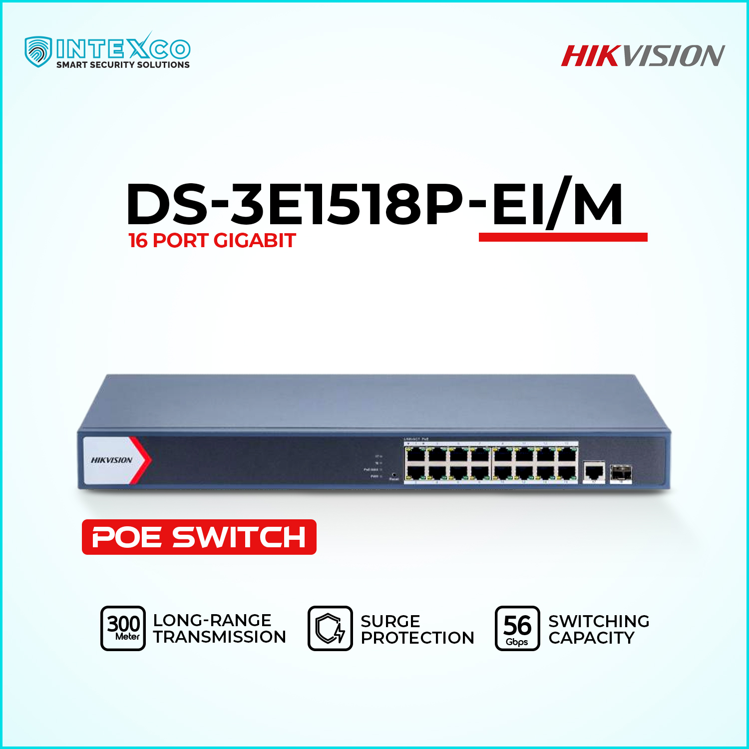 DS-3E0518P-E/M PoE network switch front view