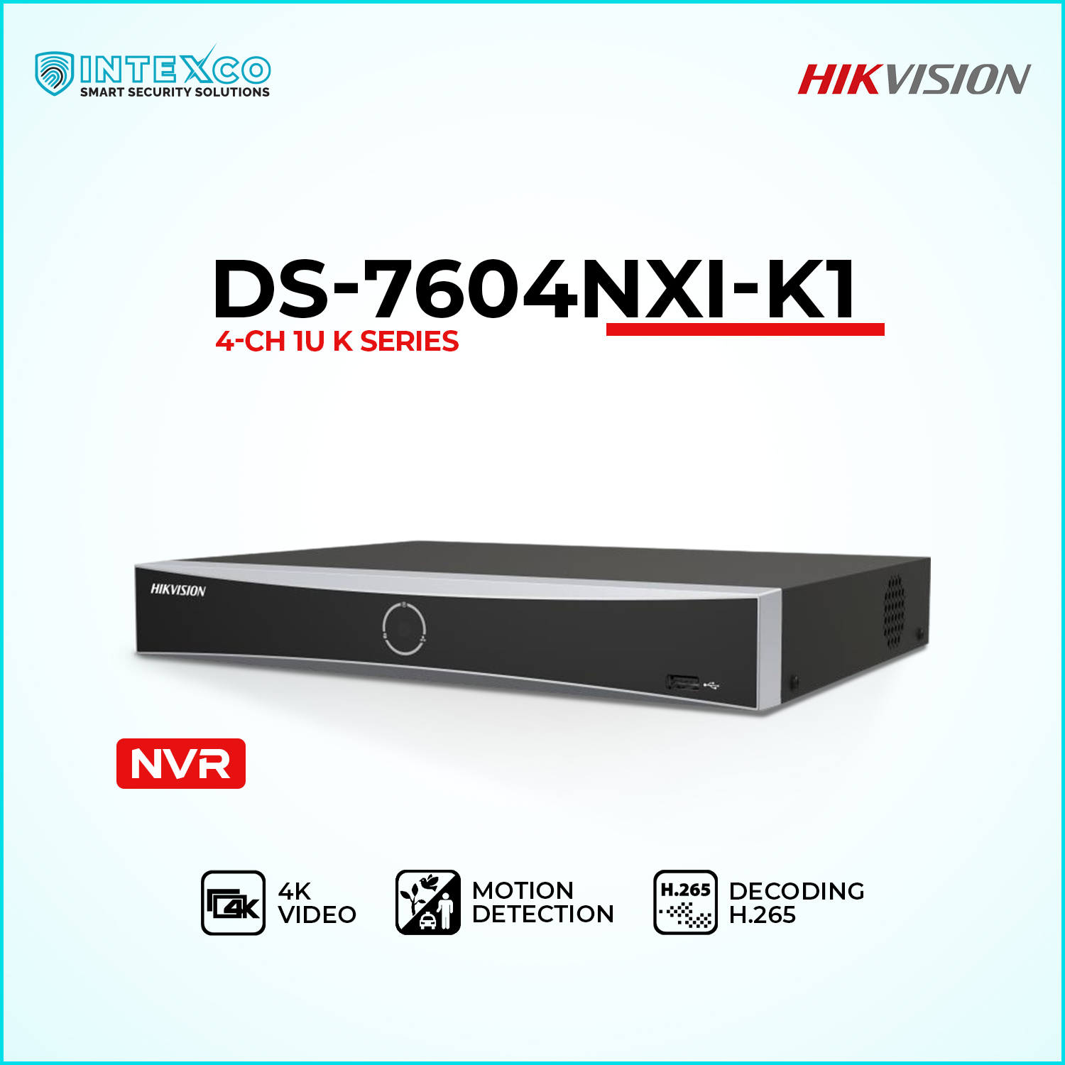 DS-7604NXI-K1 NVR network video recorder for IP security cameras