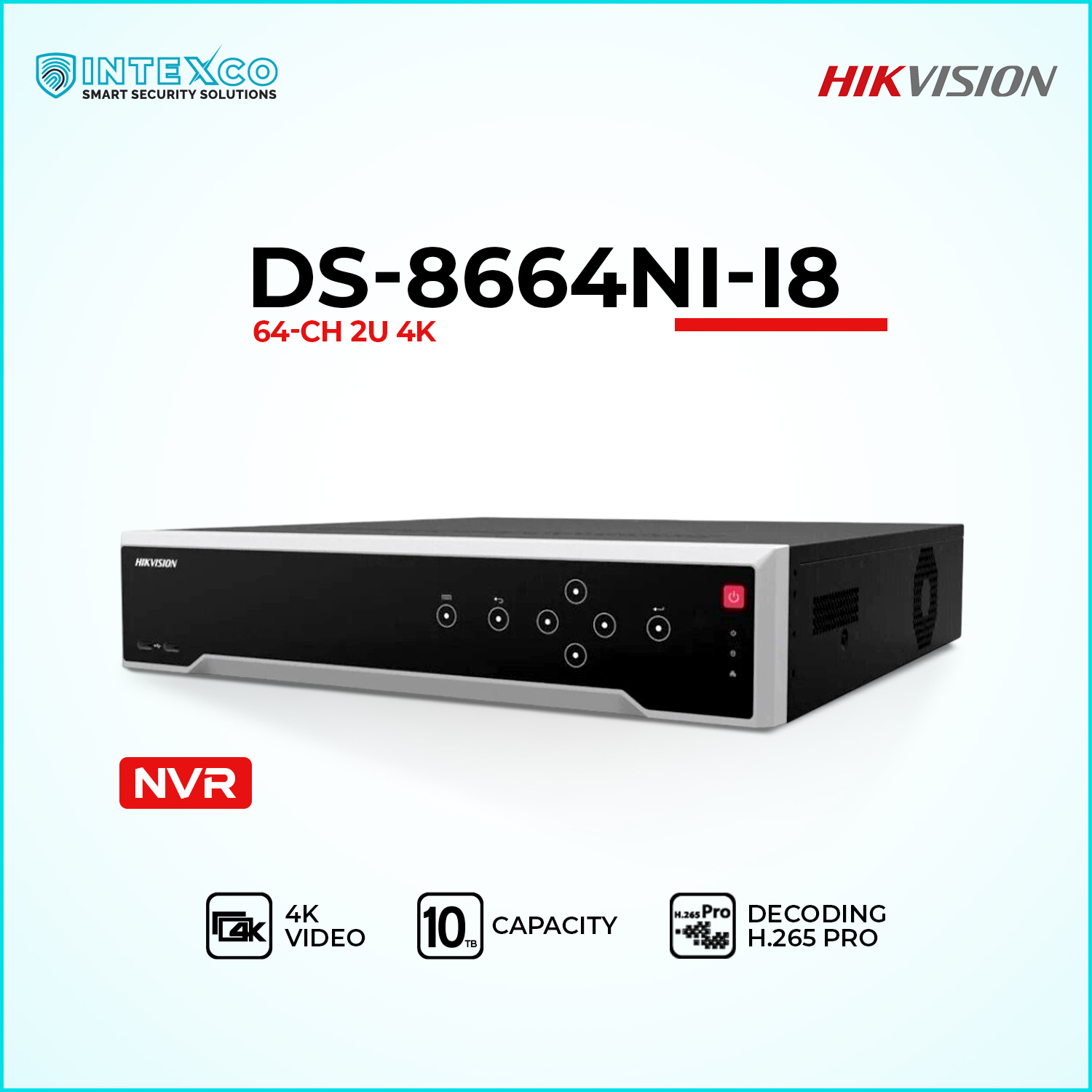 DS-8664NI-I8 64-channel NVR network video recorder for IP security cameras