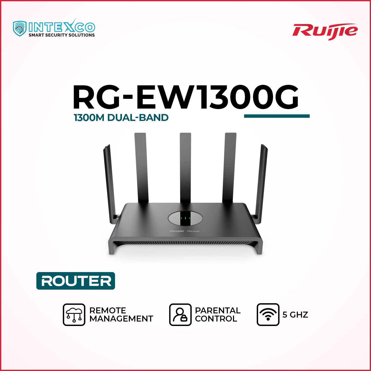RG-EW1300G Wi‑Fi router front view for home and small office wireless networking