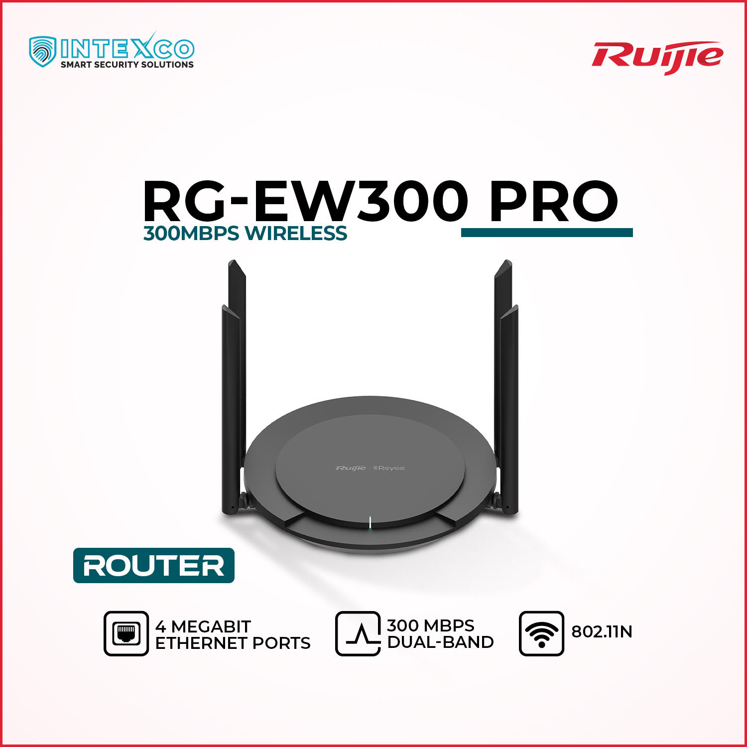 RG-EW300 PRO Wi‑Fi router front view for home and small office wireless networking