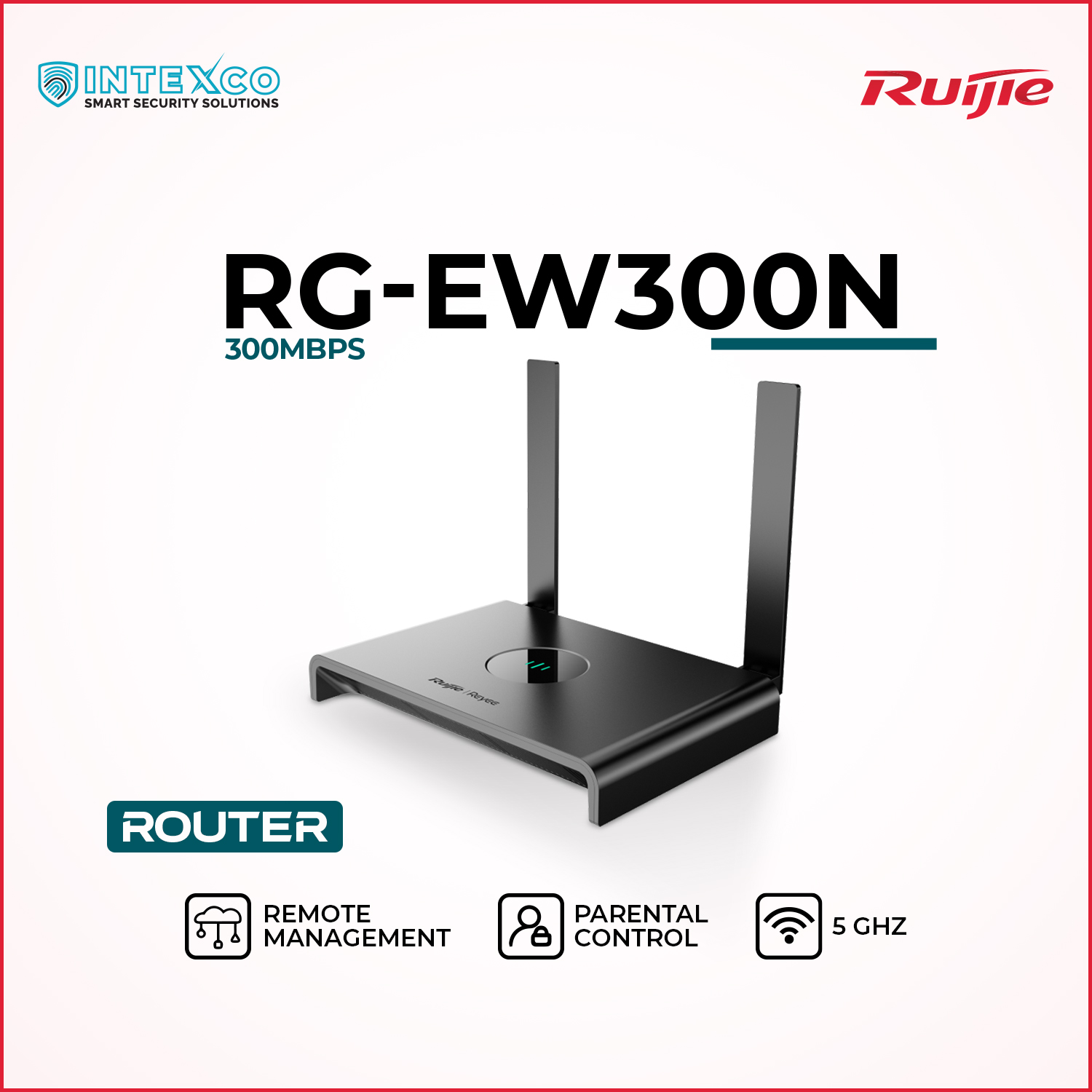 RG-EW300N Wi‑Fi router front view for home and small office networking