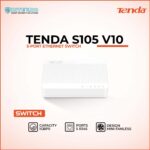 Tenda S105 V10 5‑port Ethernet switch in promotional banner