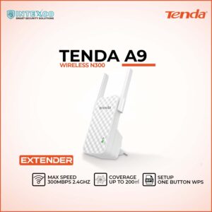 Tenda A9 Wireless N300 WiFi range extender promotional banner