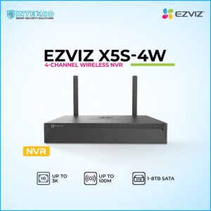 EZVIZ X5S‑4W 4‑channel wireless NVR with two antennas in promotional banner