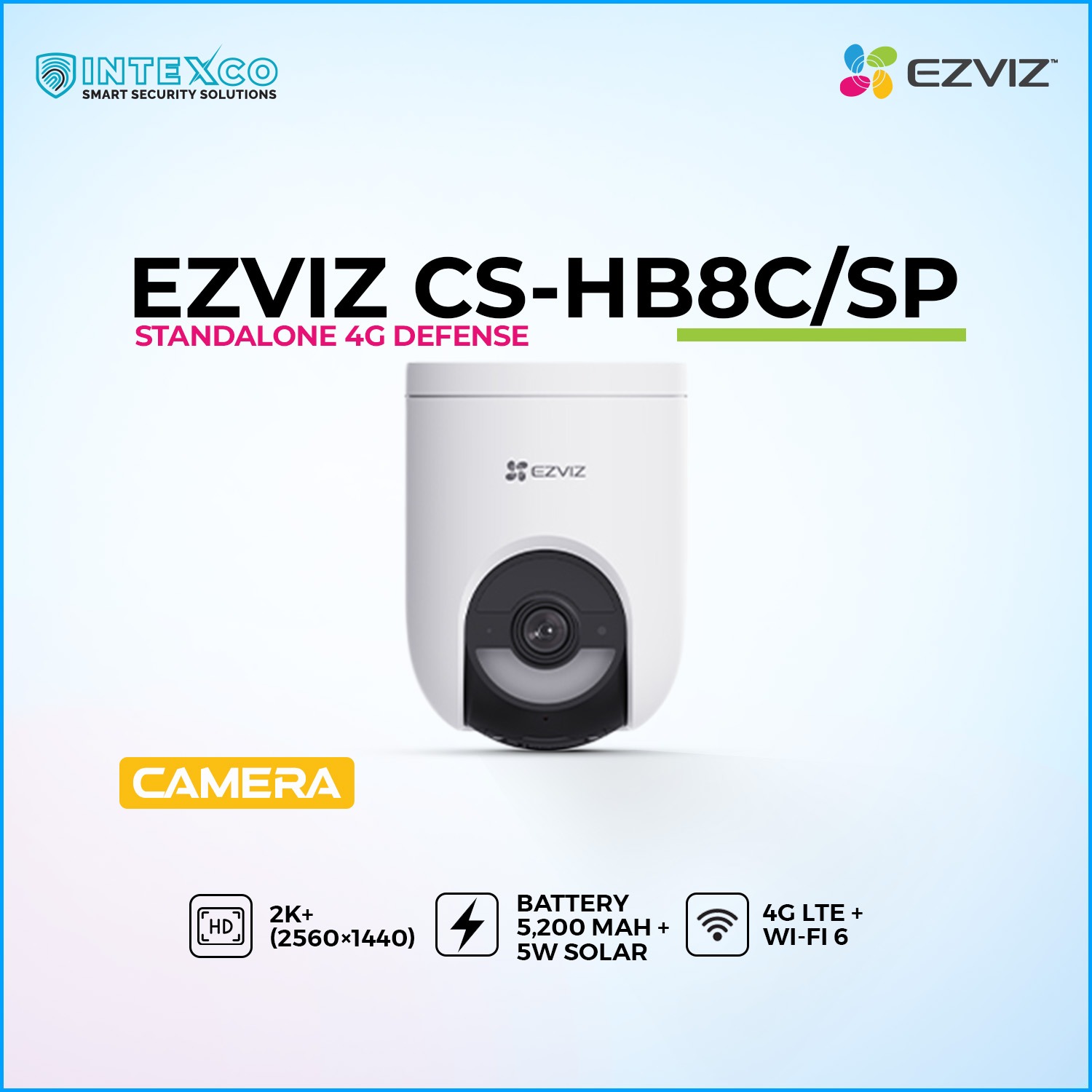 EZVIZ CS‑HB8C/SP 2K+ standalone 4G defense camera with battery and solar power